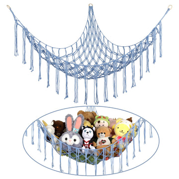 Boho Stuffed Animals Net Or Hammock Large,55 Inch Toy Hammock Macrame Stuff Animal Storage Corner Hanging Net Holder,Mesh Hammoc