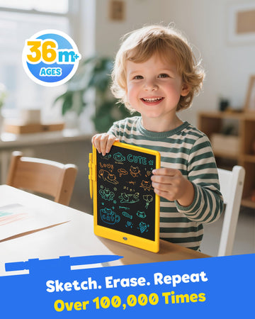 TEKFUN Toys for Girls Boys 10IN LCD Writing Tablet, Magic Doodle Board with Anti-Lost Stylus, Mess Free Coloring for Toddlers Dr