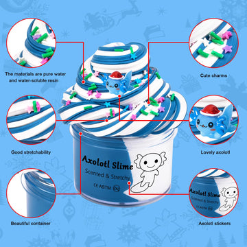Axolotl Scented Butter Slime, Non Sticky,Stress Relief,Super Soft And Stretchy Clay Sludge Toy,Birthday Gifts,Diy Slime Party Fa