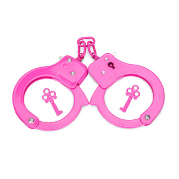 HUALIXUAN Pink Metal Play Handcuffs for Kids - Toy Police Hand Cuffs, 1cm Size, Perfect for Dress-Up and Role Play