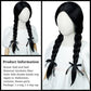Black Braided Wig For Kids Girls Long Middle Part Kid'S Cosplay Wig Toddler Heat Resistant Synthetic Hair With Hairnet For Hallo