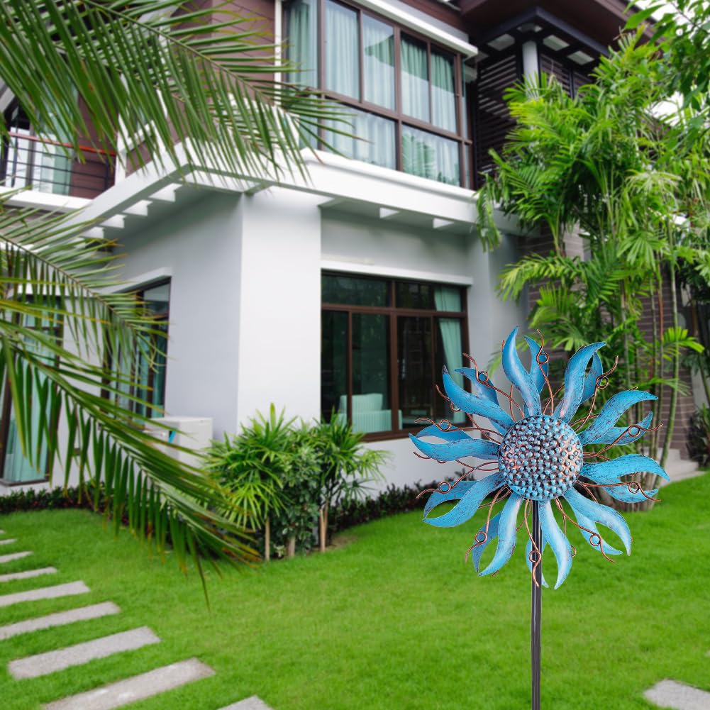Venniy Wind Spinner Outdoor Decoration, 57   H*13   D Wind Sculptures Metal Yard Art Windmill, Pinwheels For Yard And Garden