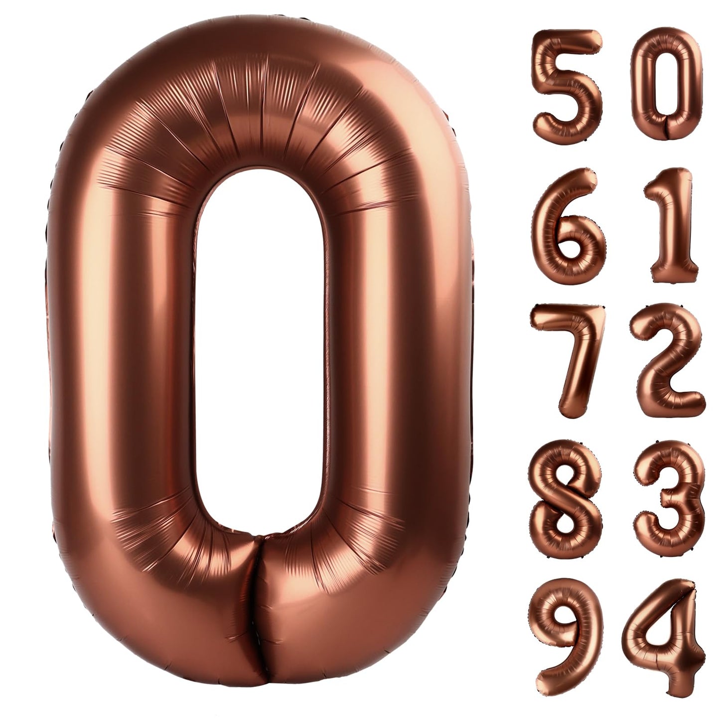 Dark Brown Number Balloon 40 Inch, Coffee Brown 0 Number Balloons, 10 20 30 40 50 Numbers Balloon Chocolate Brown Birthday Decor