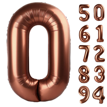 Dark Brown Number Balloon 40 Inch, Coffee Brown 0 Number Balloons, 10 20 30 40 50 Numbers Balloon Chocolate Brown Birthday Decor