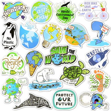Earth Stickers Environmental Stickers Pack Waterproof Laptop Stickers For Kids Environmentalist(50 Pcs)