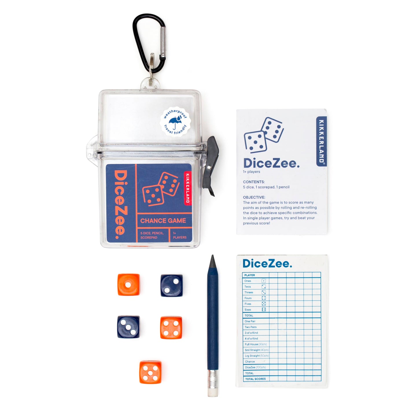 Kikkerland DiceZee Travel Game - Gray - Portable ABS & Acrylic Design - Model GG250