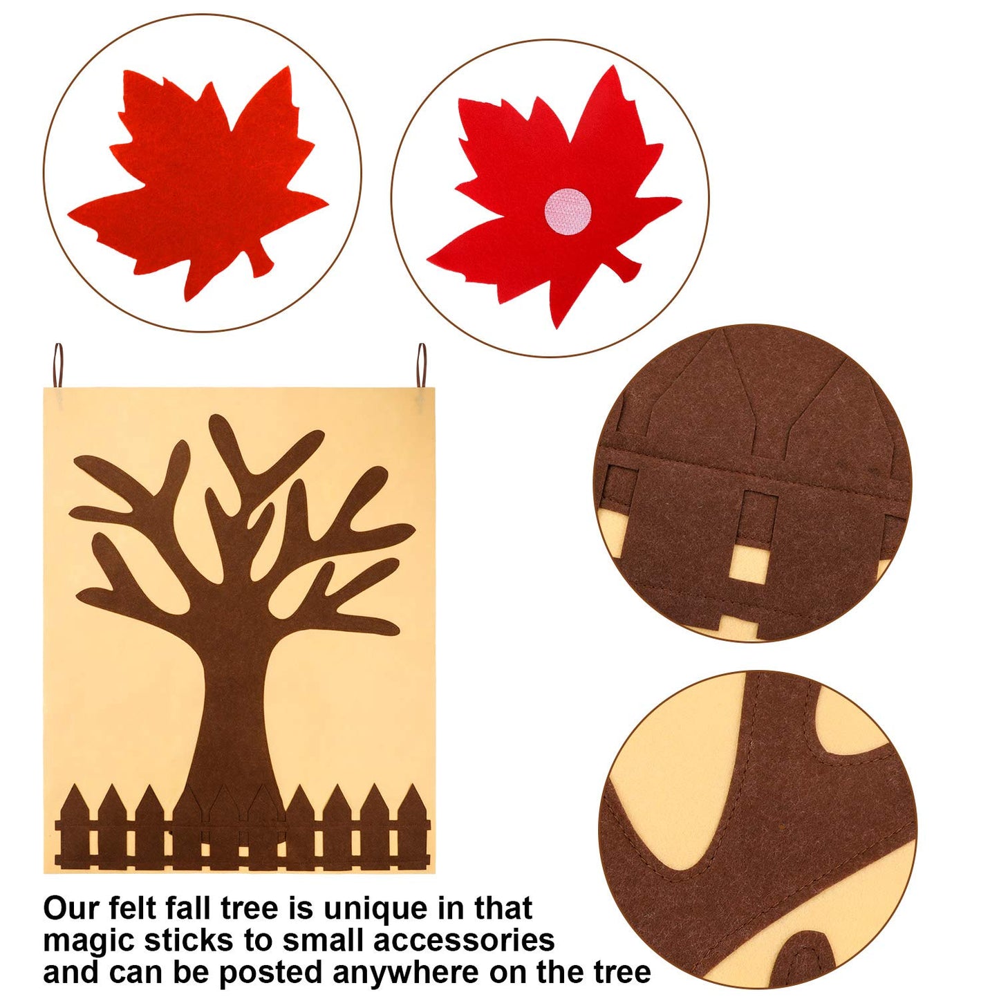 Fall Tree of Thanks Craft Kit Felt Fall Decorations Fall Tree Board with 60 Pieces Autumn Leaf Maple Leaves Ornaments Autumn Bul