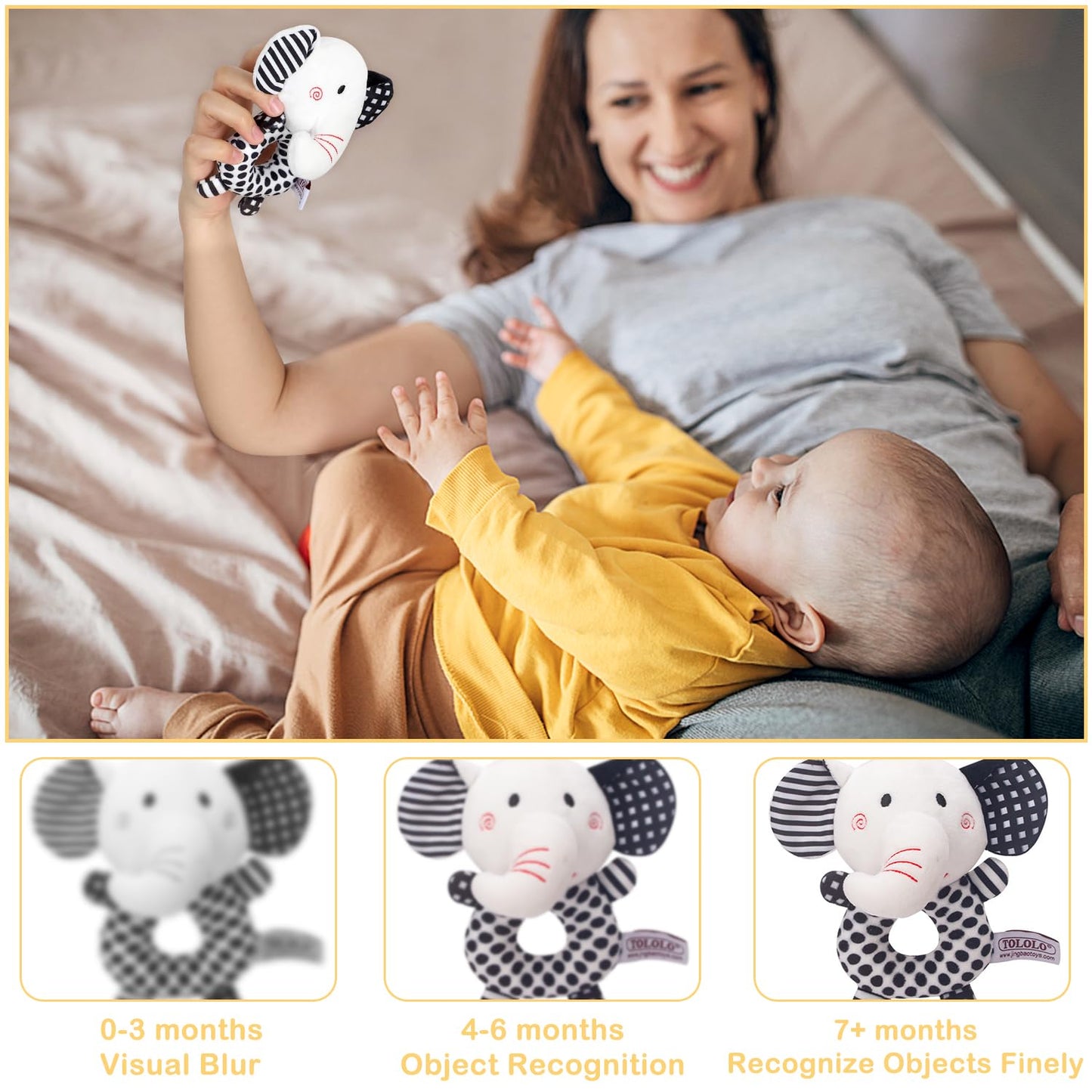 Iaovueby Baby Gift Set, Baby Shower Gifts, Black And White High Contrast Baby Toys 0-6 Months For Newborn Essentials Infant Ratt