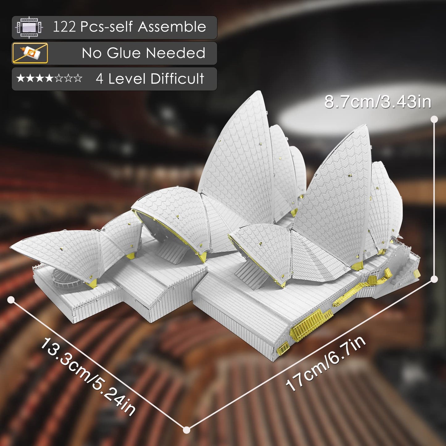 Piececool 3D Metal Models Building Kits,Sydney Opera House Architecture 3D Puzzles Diy Crafts Kit Brain Teaser Puzzles For Family Time, Best Birthday Gift