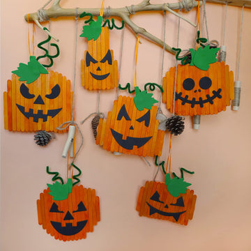 Winlyn 24 Sets Pumpkin Crafts Kits Halloween Crafts Fall Kids Crafts Diy Pumpkin Ornaments Decorations Art Sets Craft Sticks Pumpkin Foam Stickers Arts And Crafts For Kids School Classroom Activity