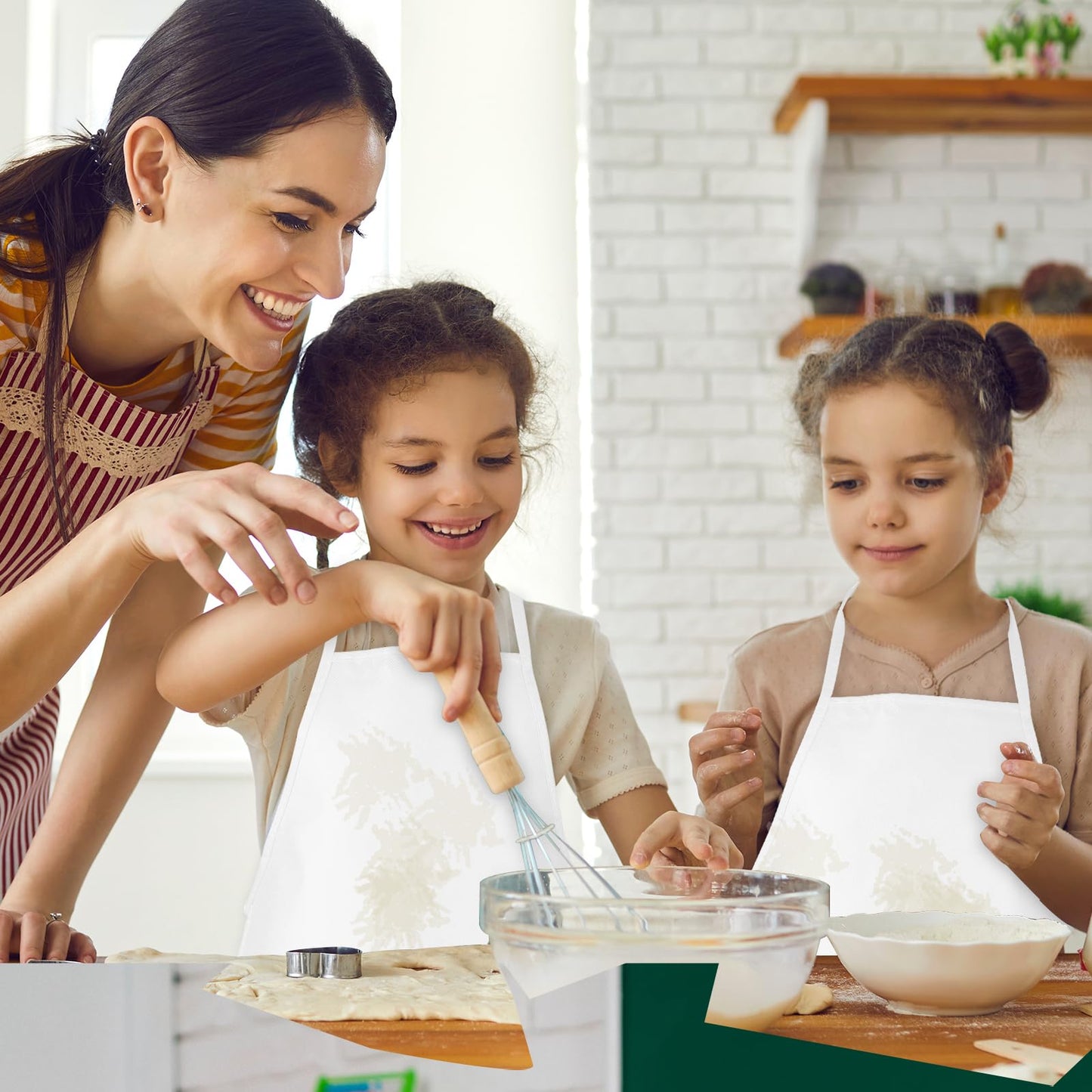 BOUBONI 12 Pieces White Kids Painting Aprons Kids Art Aprons with 2 Roomy Pockets Kids Aprons for Art Painting Activity Kitchen