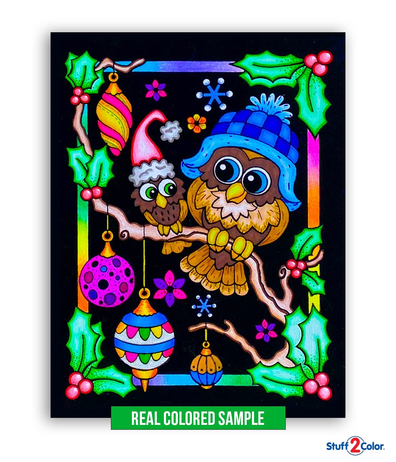 Super Pack of 18 Fuzzy Velvet Coloring Posters (Christmas Edition) - Excellent Family Time Craft Project to Share and Color - Al