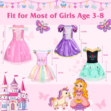 Dulsaera Princess Dress Up For Girls 4-6, Dress Up Clothes For Little Girls 3T-4T, Costumes With Crown Christmas Birthday Gift