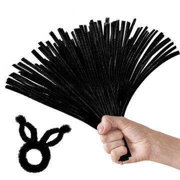 100PCS Black Pipe Cleaners,Pipe Cleaners Craft Bulk,Black Pipe Cleaners for Hair