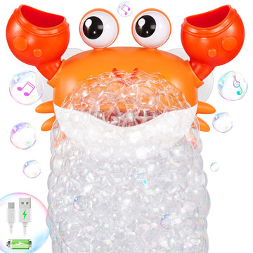 Gigilli Crab Baby Bath Toys, Rechargeable Bath Bubble Machine For Toddlers Valentines Day Gifts, Bathtub Bubble Maker With Music