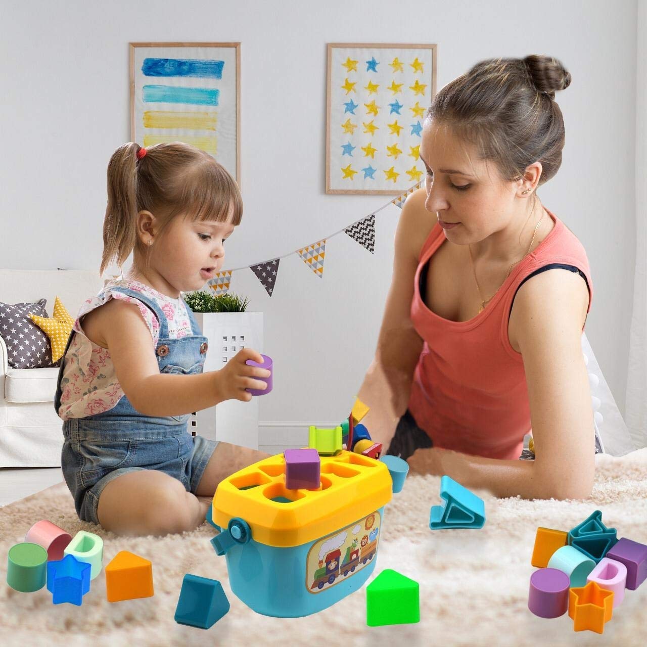 Playkidz Shape Sorter Baby And Toddler Toy, Abc And Shape Pieces, Sorting Shape Game, Developmental Toy For Children 18 Months+