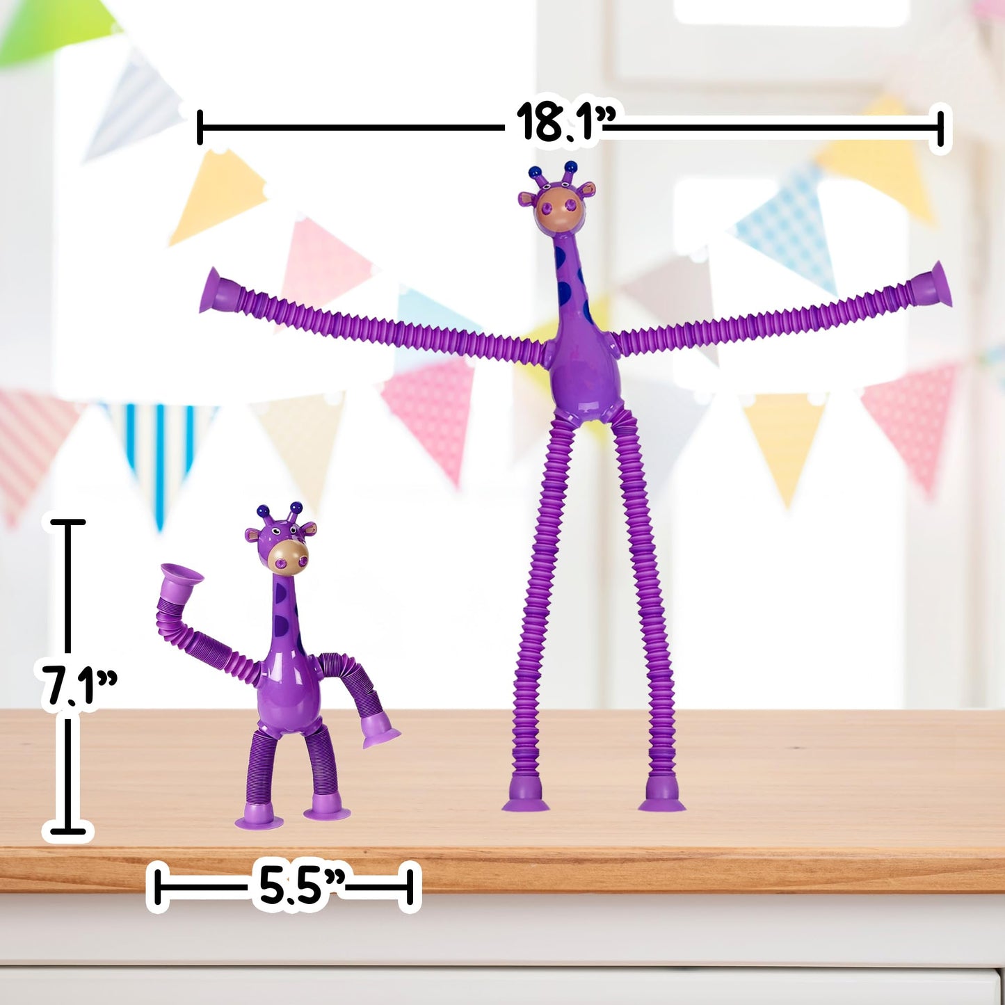 Playbees LED Telescopic Giraffe Toys 12-Pack - Sensory Fidget Toys for Kids with ADHD, Autistic Stimulating Play, Multicolor Interactive Learning