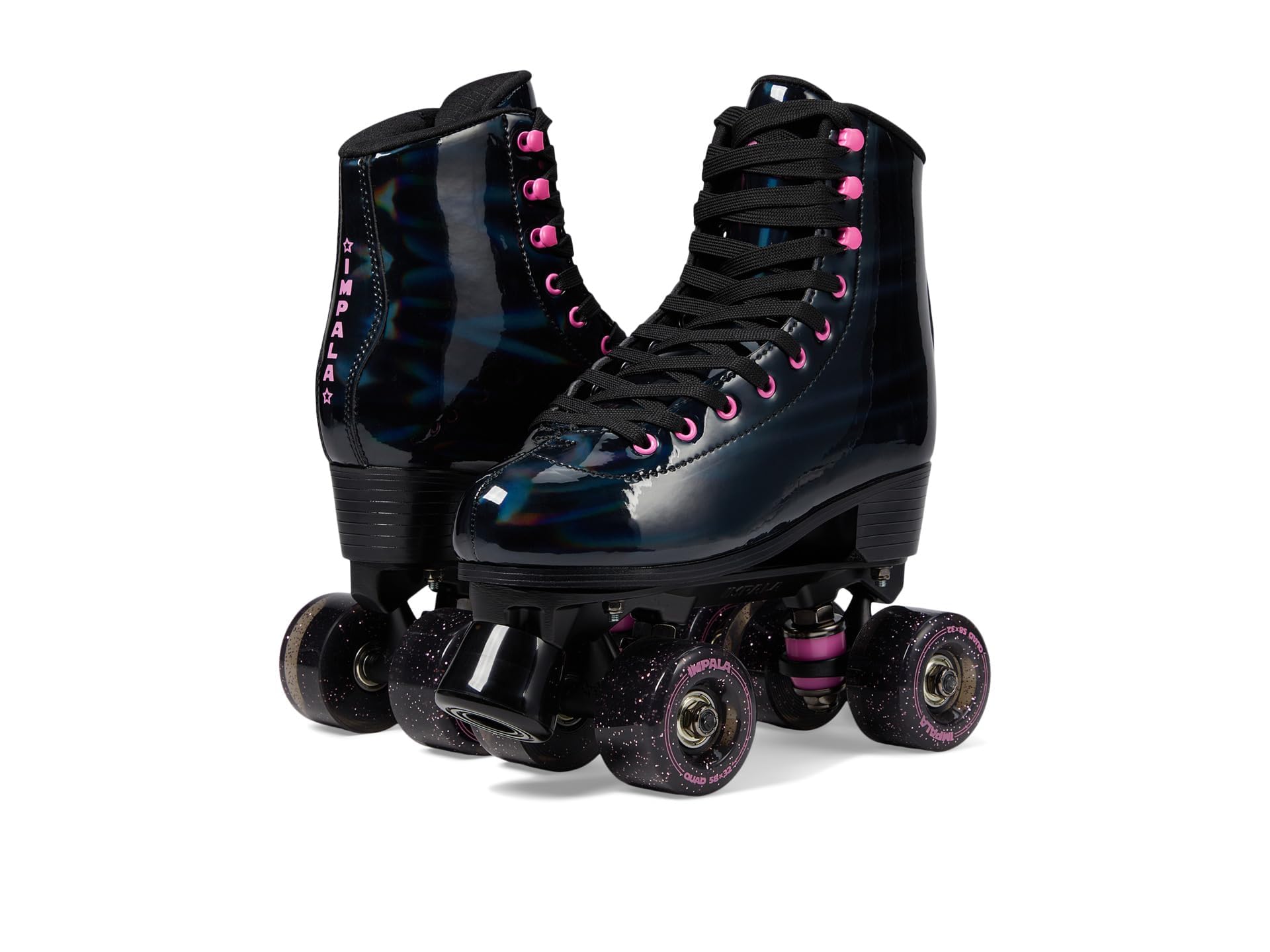 Impala Rollerskates Girl's Impala Quad Skate (Big Kid/mature-themed) Black Holographic 12 (US Men's 10  Women's 12) M