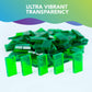 Bulk Dominoes Plastic Bulk 100pcs - Building and Stacking and Chain Reaction Toppling STEAM Toy Blocks for Kids (Clear Emerald)