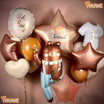 Chocolate Brown Star Balloons 18 Inch, 10 Pcs Chocolate Star Shaped Mylar Helium Foil Metallic Balloon For Birthday Party Decora