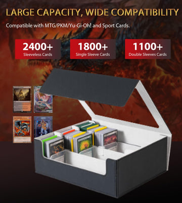 Newloop Trading Card Storage Box - 2400+ Commander Card Deck Case With See-Through Display Top For Magic The Gathering Pokemon Y