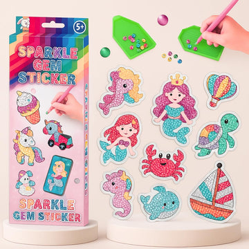 Storio Art And Craft Sparkle Gems Diy Sticker Art Kit, Glitter Diamond Painting Set, Ages 4+