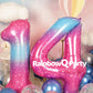 RainbowQ 14 Inch Number Balloons - Large Foil Mylar 0-9 in Pink Blue for Birthday Party Decorations