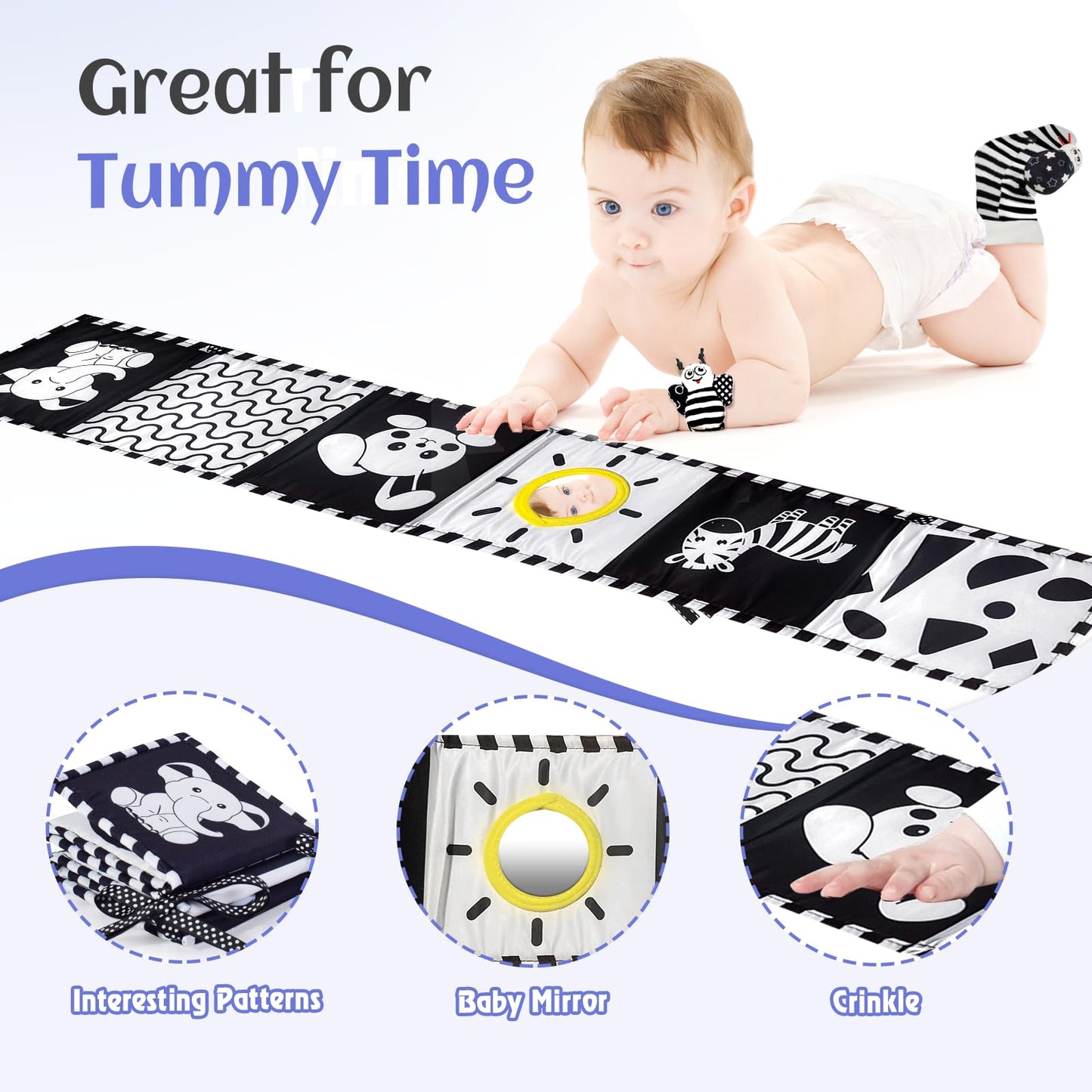 Black And White Sensory Toys For Babies,Montessori Toys For Babies,High Contrast Baby Toys For Toddlers Kids Early Learning Newb