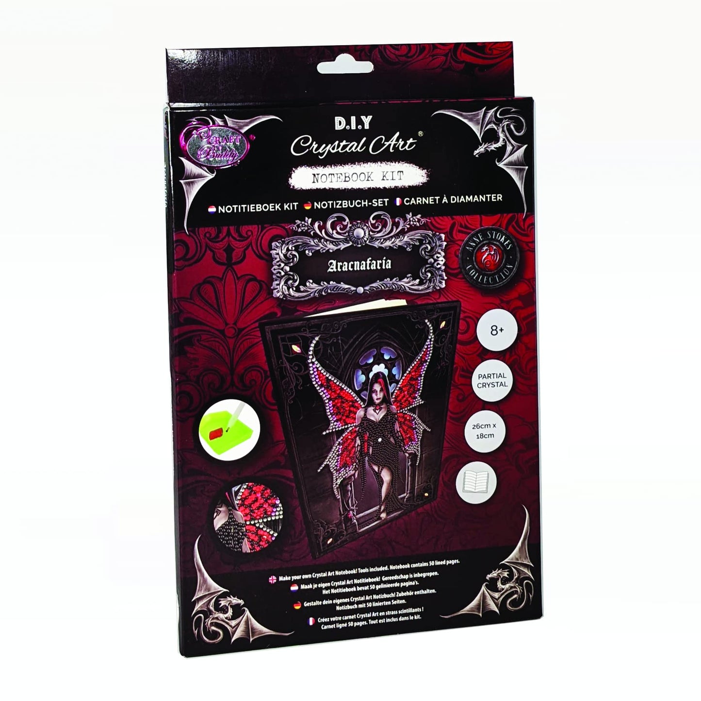 Crystal Art Notebook - Aracnafaria - Create a Sparkling Notebook Cover Using Crystals - for Ages 8 and up
