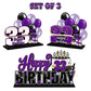 Lingteer Happy 33Rd Birthday Purple Acrylic Table Topper Centerpieces Set - Cheers To 33 Years Old Birthday 33Rd Bday Party Gift Decorations.