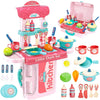 Sajani 3 in 1 Pretend to Play Plastic Kitchen Set with Portable Suitcase Design, 19 Piece Pretend Play Cooking Set for Kids, Kit