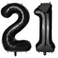 Paticool 21 Number Balloon Black, 40 Inch Large 21/12 Number Foil Mylar Balloons For 21St Birthday Party Celebration Decorations