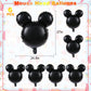 Liyde 6 Pcs Mouse Head Balloon, 24'' Black Aluminum Foil Balloon For Birthday, Baby Shower Decorations