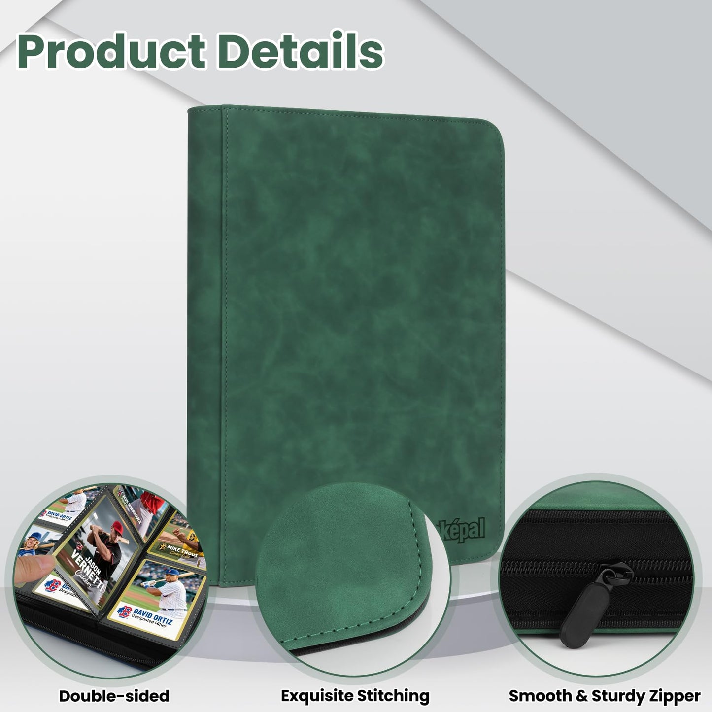 Pok?pal Trading Card Binder  9 Pocket Card Collection Binder for 540 Cards  enhanced Card Book Double Sided Pocket  Collector Album Card Holder Folder for TCG PM MTG OPCG YGO Sports Cards (Dark Green)