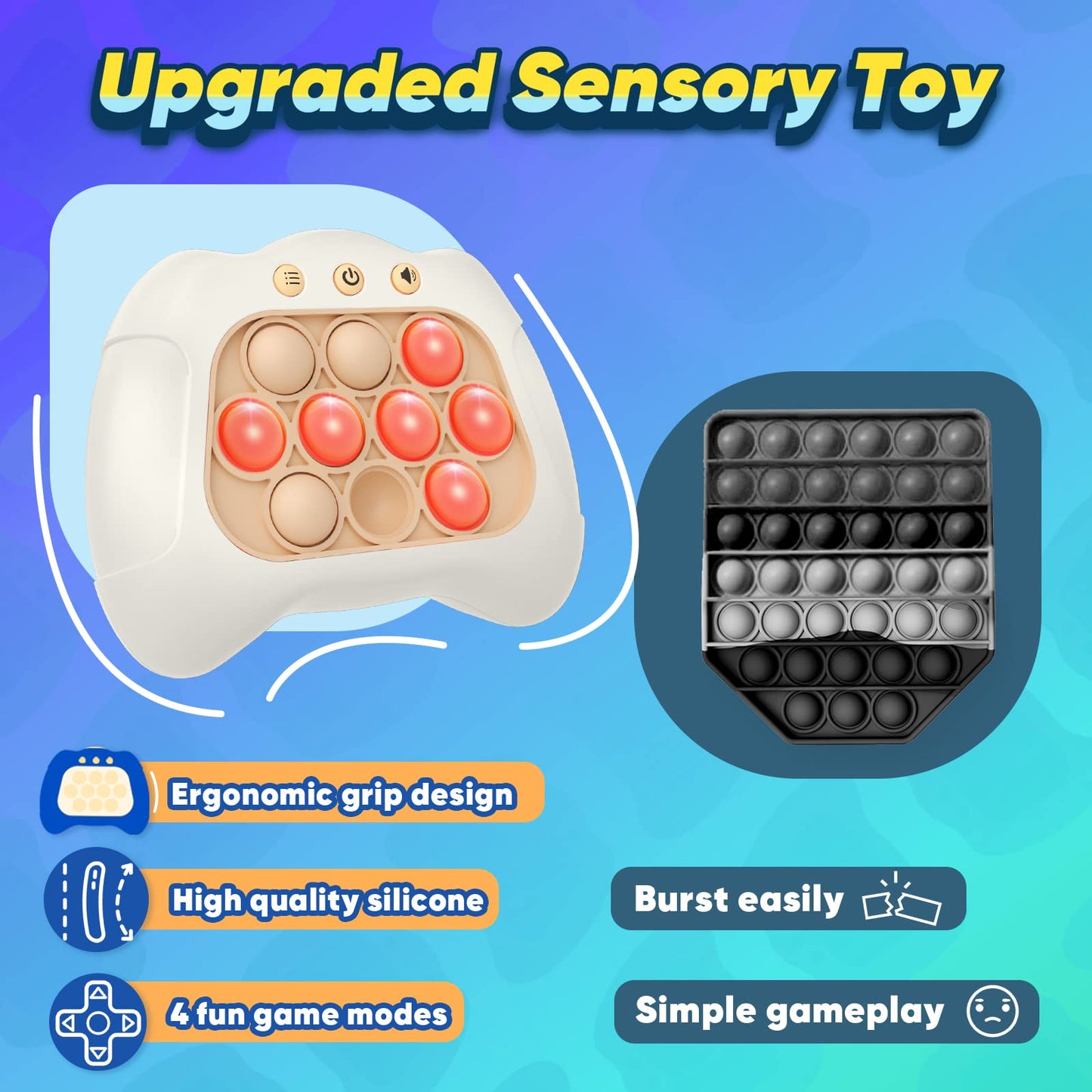 Byserten Handheld Game Sensory Fidget Toys For Kids Age 6-12, Birthday Gifts For 3 4 5 6 7 8 9 Year Old Boys & Girls & Teens-White