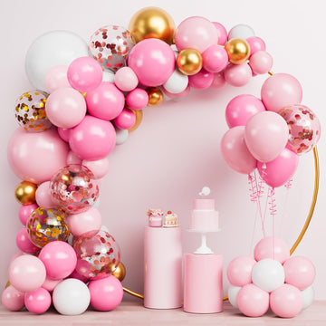 Labeol 149Pcs Pink And Gold Balloons Garland Arch Kit 18/12/10/5 Inch Balloons Different Sizes For Birthday Party Baby Shower Wedding Decoration