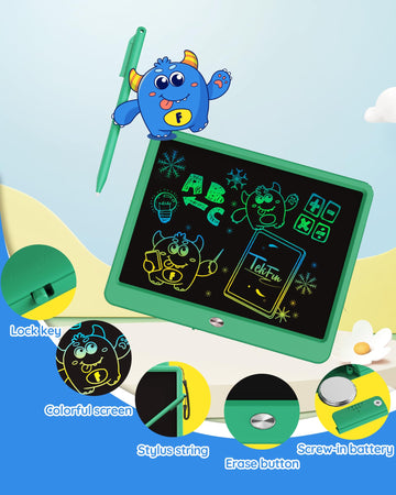 Tekfun Lcd Writing Tablet For Kids Boys Toys, 12 Inch Erasable Doodle Board Colorful Drawing Pad, Board Games Outdoor Travel Toy
