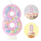 Zlongron Birthday Number Candles, Handmade Macaron 3D Flash Number 8 Candle, Suitable for Girls and Boys Birthdays, Weddings, A