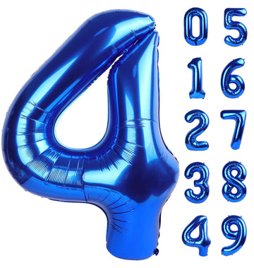 Jumbo Mylar Navy Blue 4 Number Balloon 40 Inch, Big Number 4 Balloons Birthday Decorations, 4Th Four 4 14 40 44 64 Year Old Birt