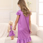 Bow Dream Girl Dress Cute and Matching American Girl Doll Clothes Accessories for Girls Dresses Set Party Birthday Purple Mermai