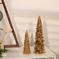 Rm Roomers Resin Christmas Tree Figurines Clearance,2Pcs Small Gold Christmas Decorative Figurine Set, Indoor Tabletop Christmas