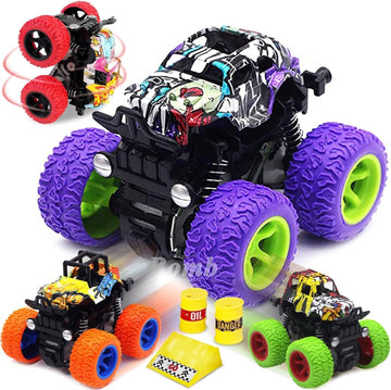 CozyBomB Friction Powered Monster Trucks Toys for Boys/Girls - Push and Go Car Truck Playset, Inertia Vehicle, Kids Birthday Chr