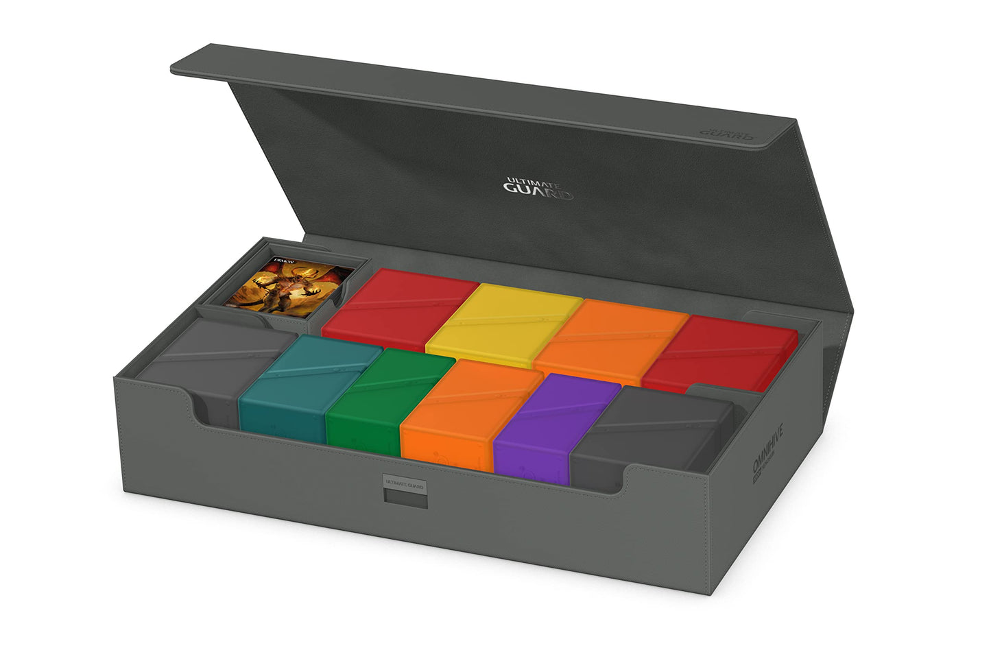 Ultimate Guard Omnihive 1000+, Deck Case For 1000 Double-Sleeved Tcg Cards + 2 Removable Trays, Grey, Magnetic Closure & Microfiber Inner Lining