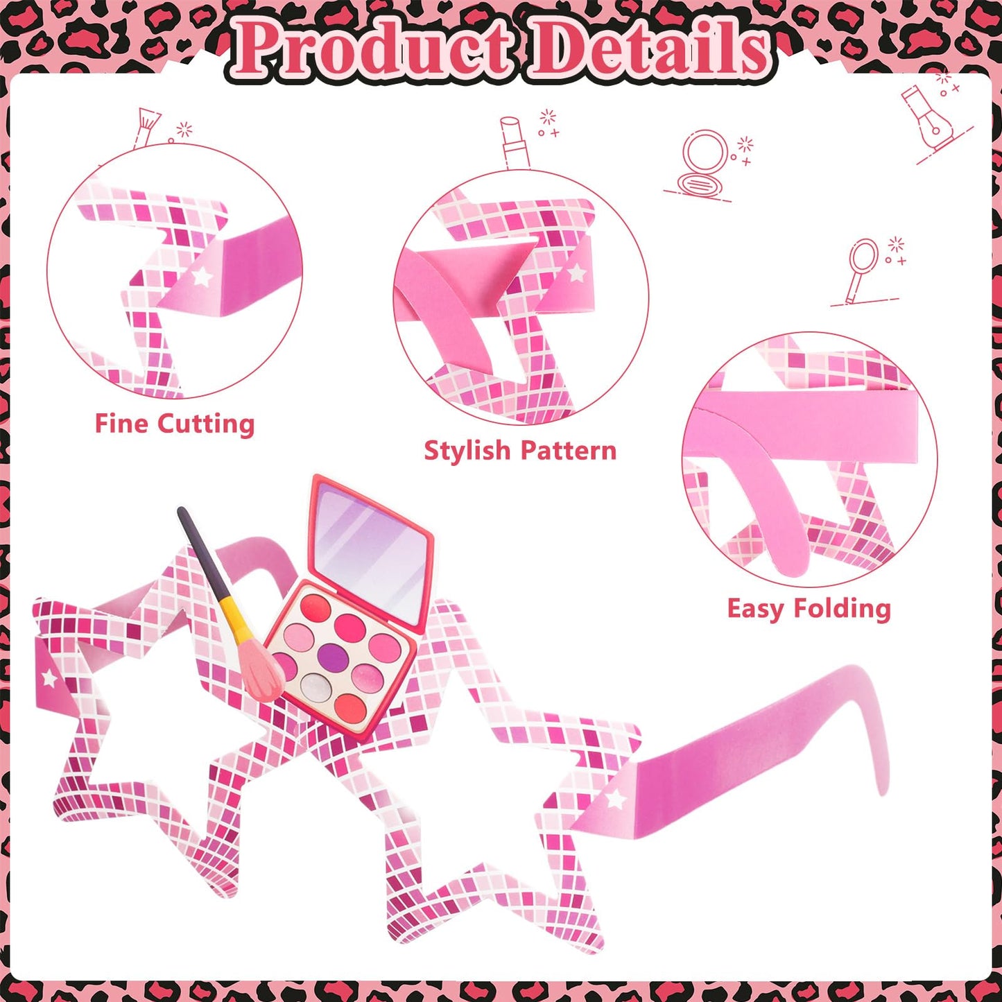 Harrycle 32 Pcs Spa Party Favors Paper Glasses Makeup Paper Eyeglasses Frames Spa Photo Booth Props Selfie Props for Makeup Birt