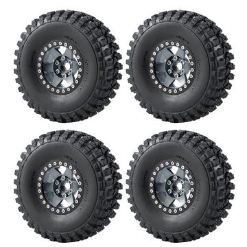 4PCS Aluminum Alloy 1.9'' Beadlock Wheel Rims& Rubber Tires for RC Wraith TRX-4 Axial SCX10 90046 90048 Redcat D90 CC01 axial rr