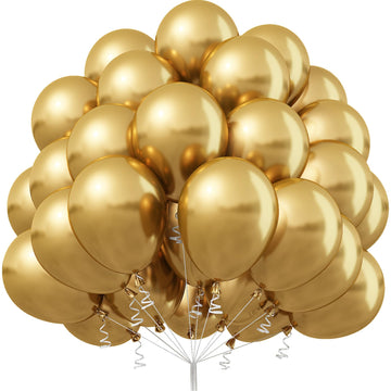 Jobkoo Gold Balloons 12 Inch, 50Pcs Metallic Gold Balloons Chrome Gold Metallic Balloon Golden Shiny Matte Gold Latex Balloons F