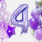 Purple Number 4 Balloon 40 Inch, Big Large Foil Helium Number Balloons, Giant Mylar Number 4 Balloons For 4 Year Old Birthday An