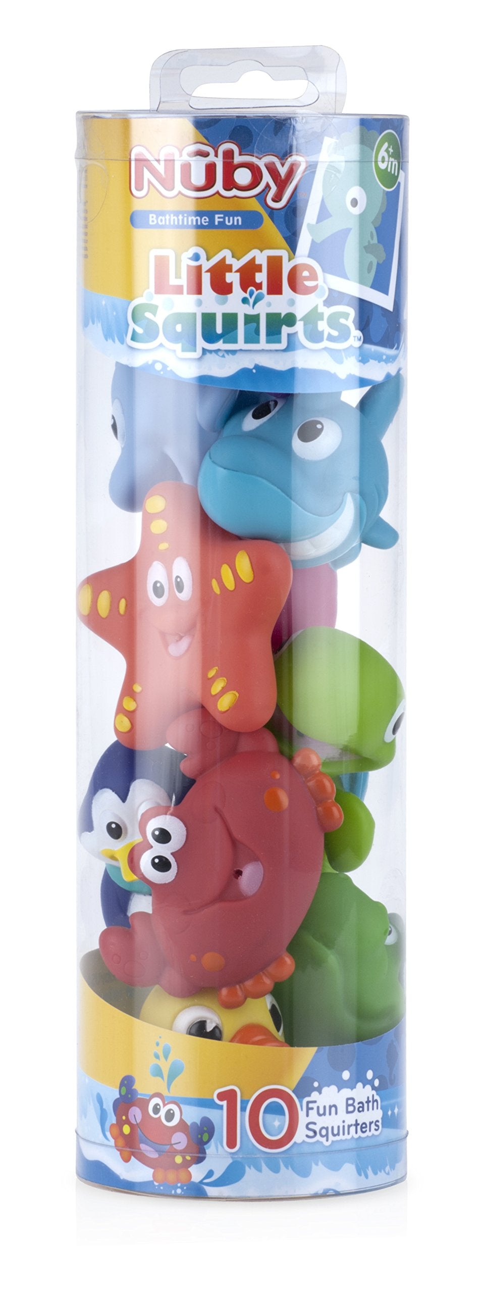 Nuby 10 Count (Pack Of 1) Little Squirts Fun Bath Toys, Assorted Characters