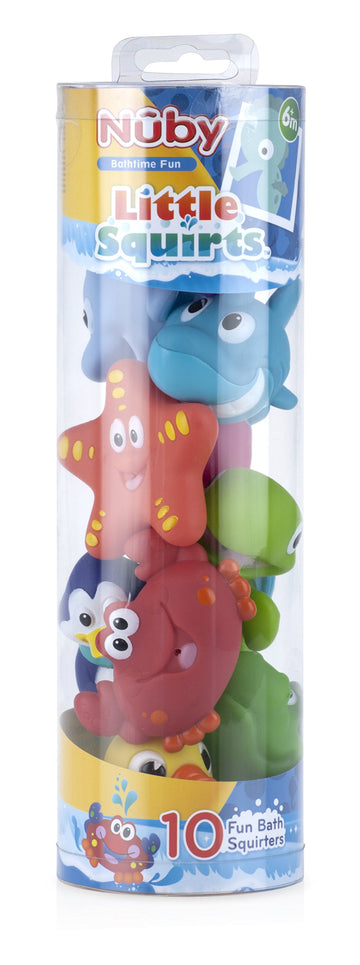 Nuby 10 Count (Pack Of 1) Little Squirts Fun Bath Toys, Assorted Characters