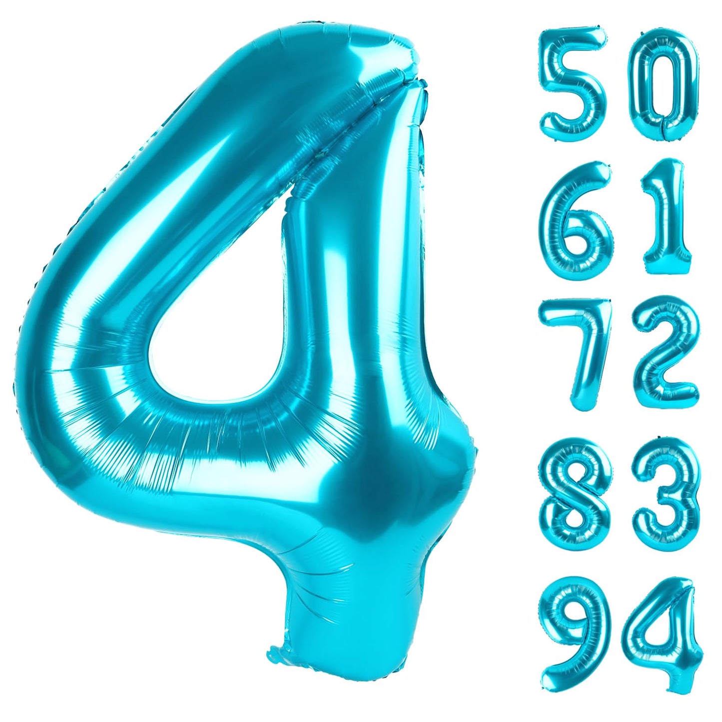 4 Balloon, Blue Number Balloons 40 Inch, 4Th Blue Party Decorations, 4 Year Old Four Large Numbers For Party Decor, Number 4 Bal